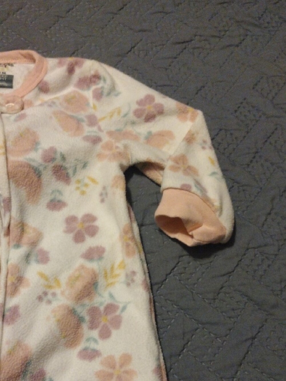 chick pea Cream Floral Footed One-Piece Pajamas - Picture 6 of 14